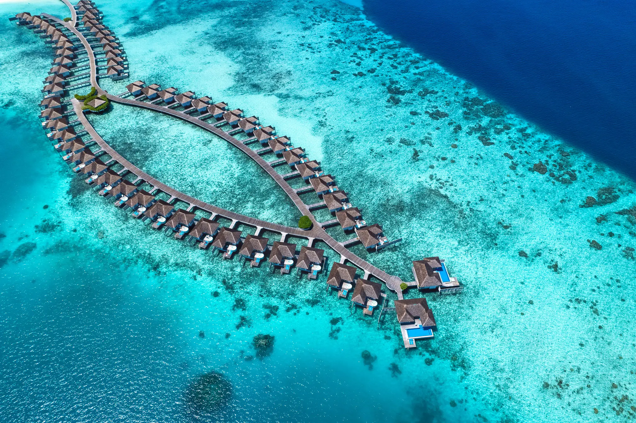 Kandima Maldives — aerial view of the lagoon and resort